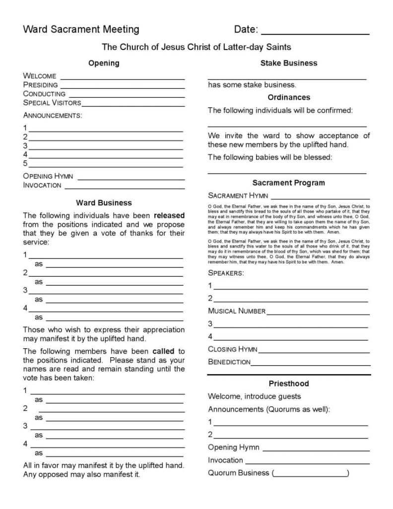 Sacrament Meeting Agenda Templates for Bishoprics - Leading Saints Sacrament Meeting Agenda Templates for Bishoprics - Leading Saints