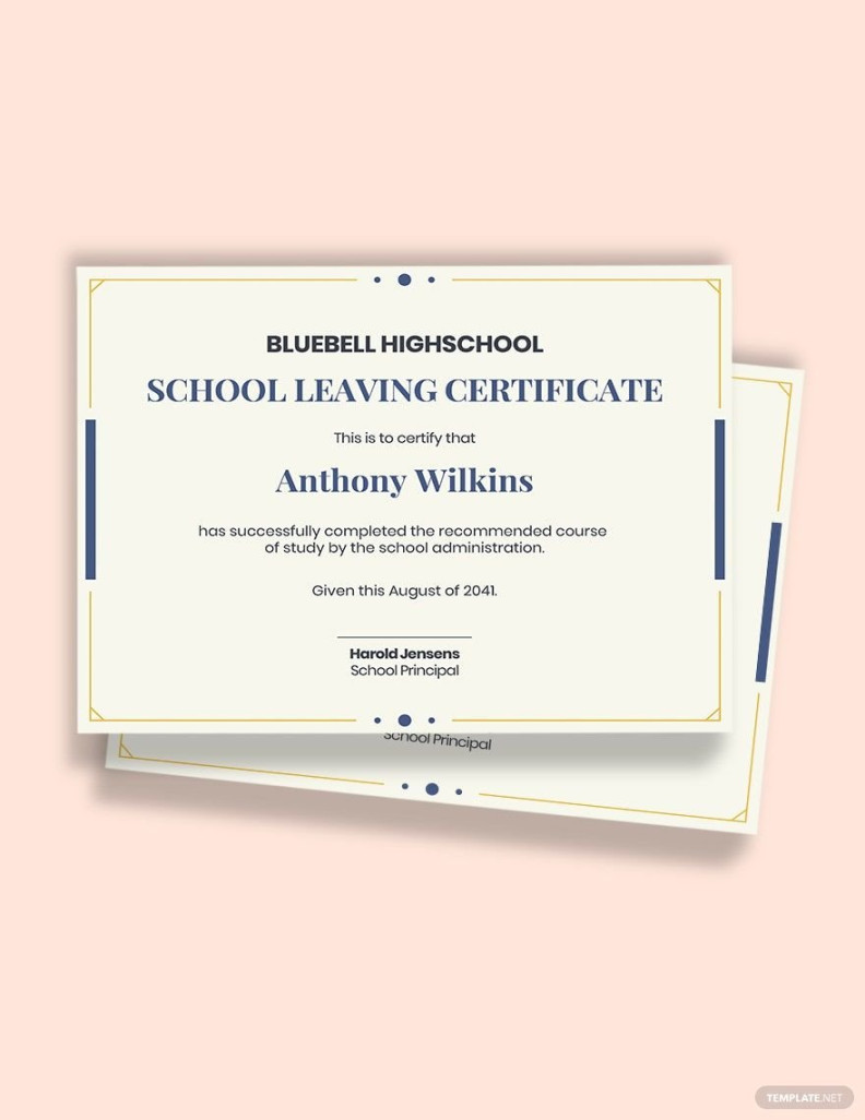 school leaving certificate Template in MS Word, Pages, Publisher school leaving certificate Template in MS Word, Pages, Publisher