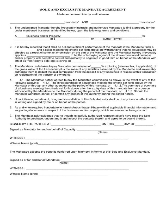 Sole Mandate Agreement PDF Financial Transaction Business Law Sole Mandate Agreement PDF Financial Transaction Business Law