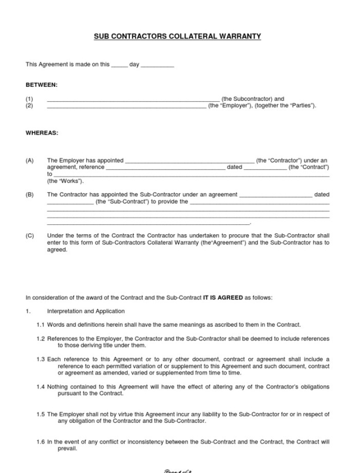 Sub-Contractor Collateral Warranty Format PDF Signature Sub-Contractor Collateral Warranty Format PDF Signature