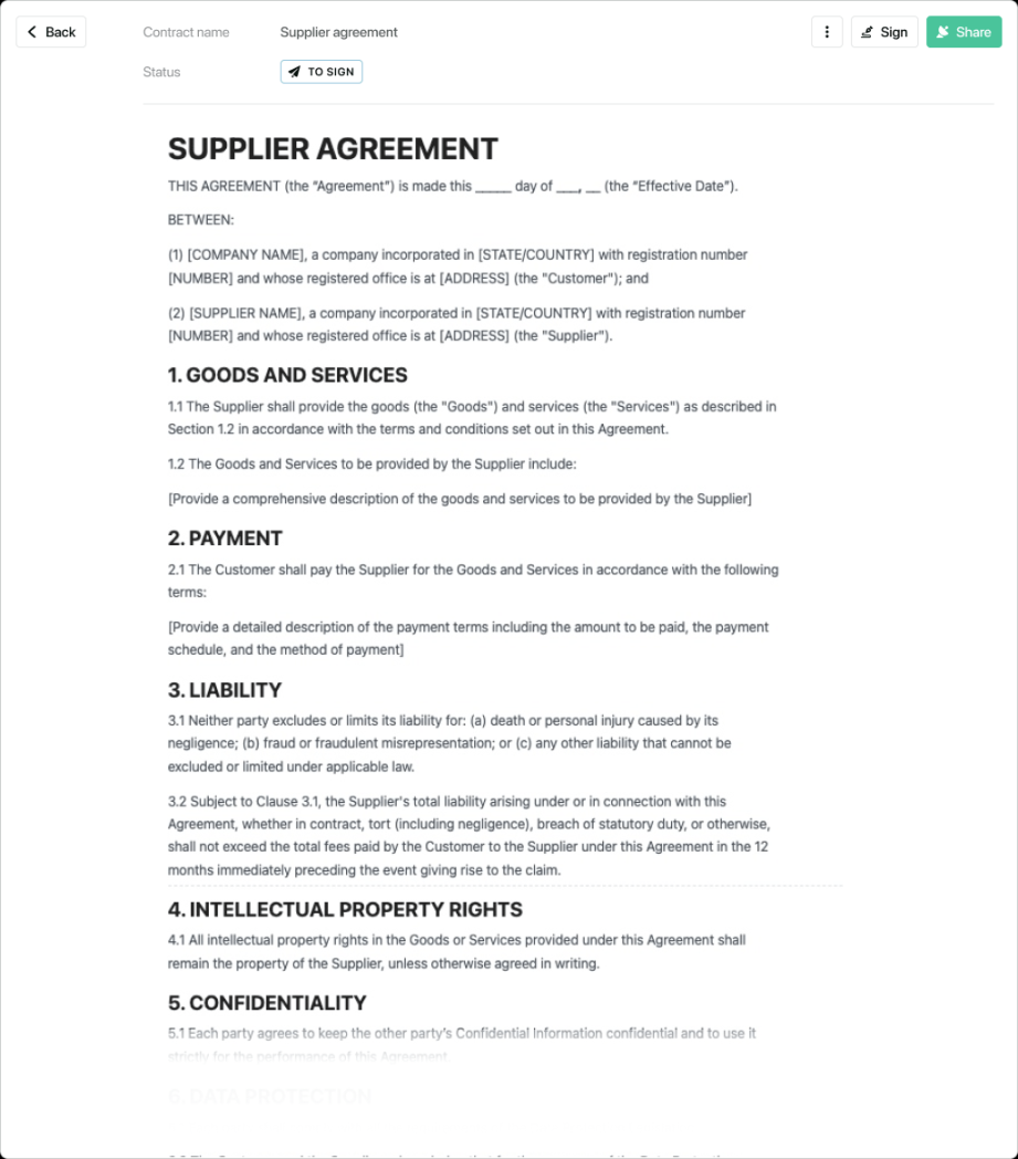 Supplier agreement template - free to use Supplier agreement template - free to use