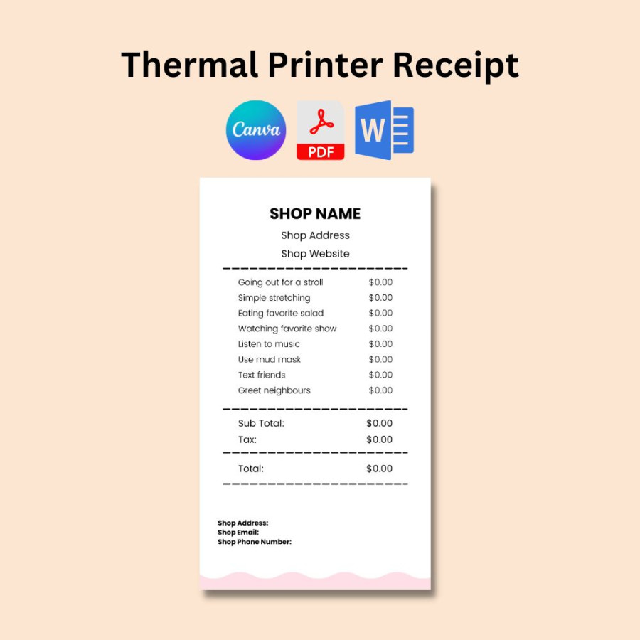Thermal Printer Receipt Template Blank Printable [Pdf, Word]