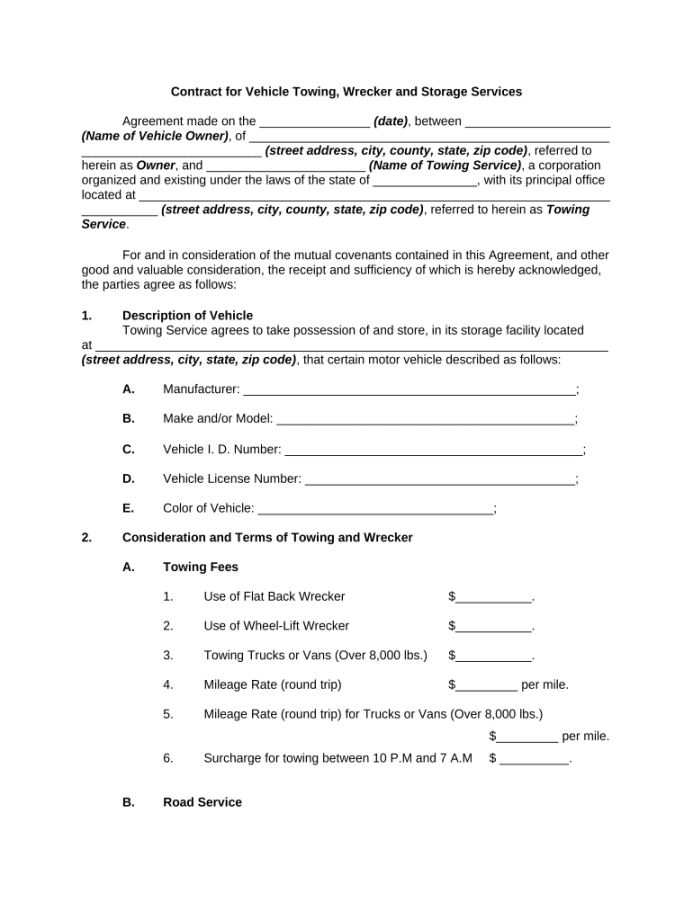 towing contract template Doc Template pdfFiller towing contract template Doc Template pdfFiller