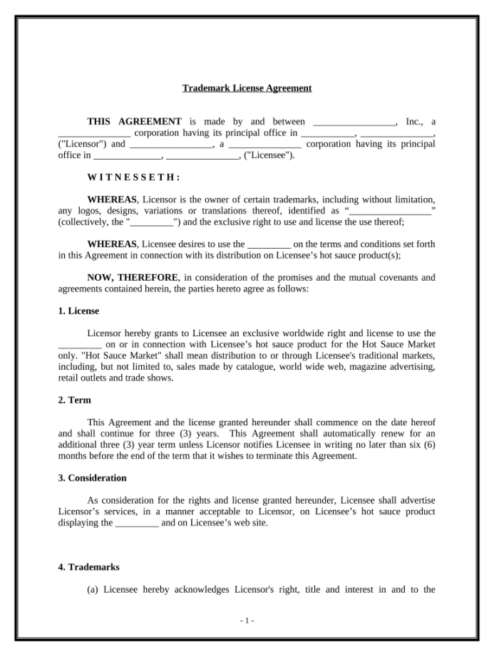 Trademark license agreement template: Fill out & sign online DocHub Trademark license agreement template: Fill out & sign online DocHub