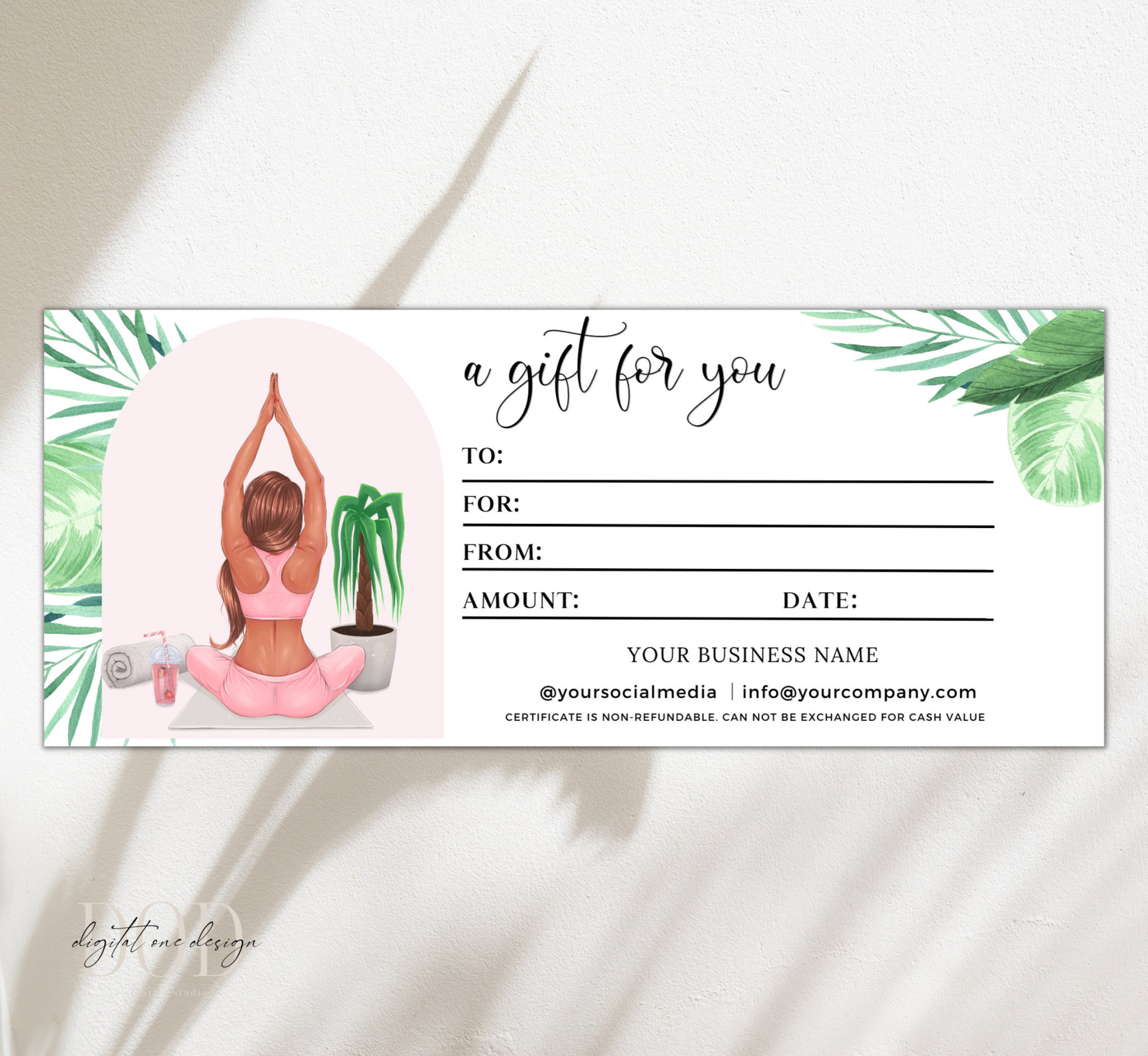 Yoga Gift Certificate Template, Fitness Gift Voucher, A Gift for Yoga Gift Certificate Template, Fitness Gift Voucher, A Gift for