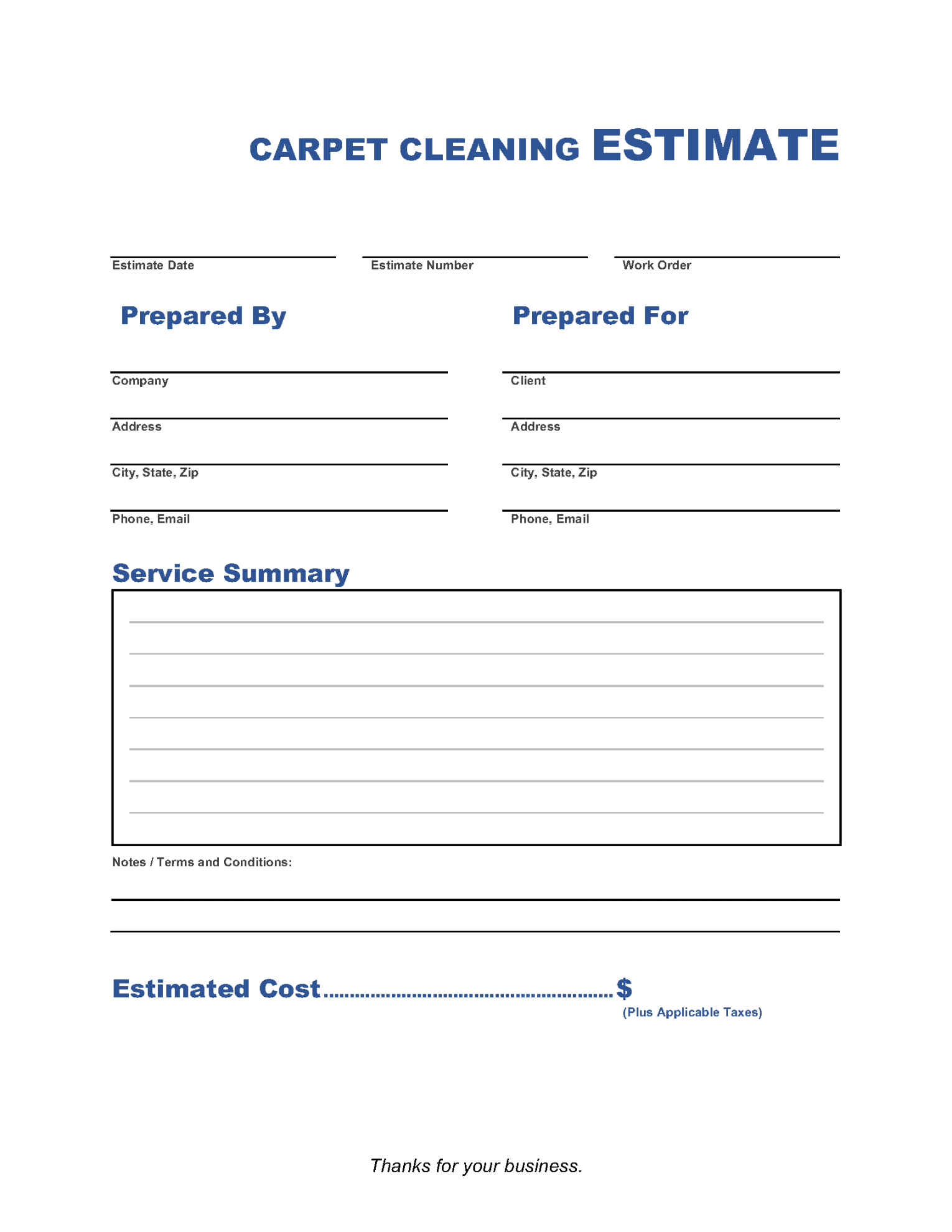 Carpet Cleaning Estimate Template  Invoice Maker