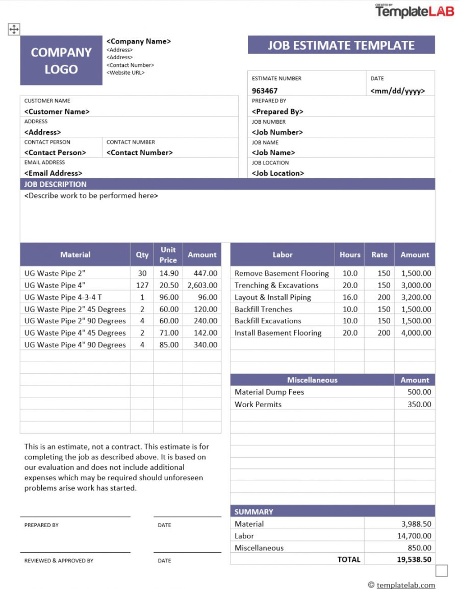 Drywall Estimate Template Drywall Estimate Template