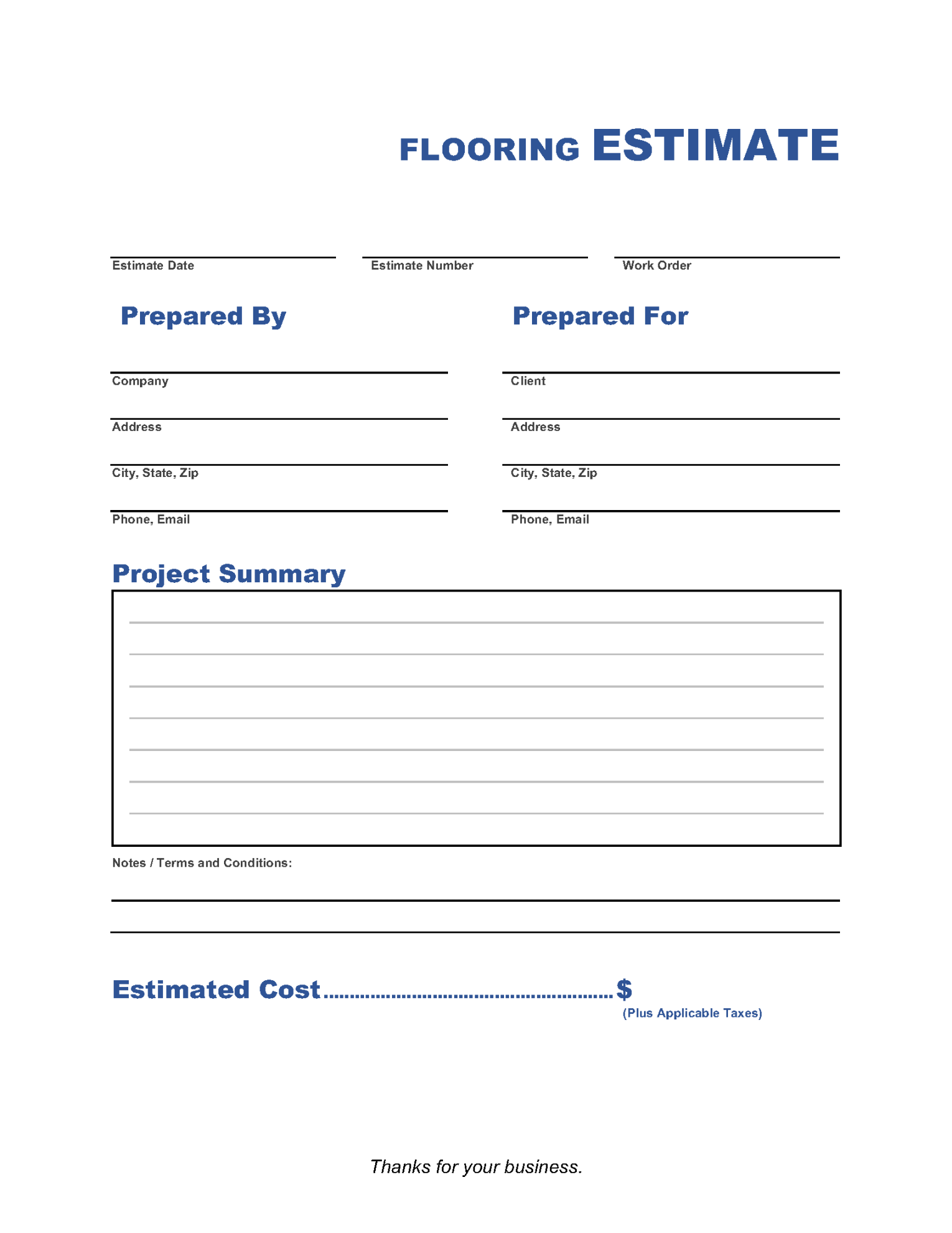 Flooring Estimate Template  Invoice Maker