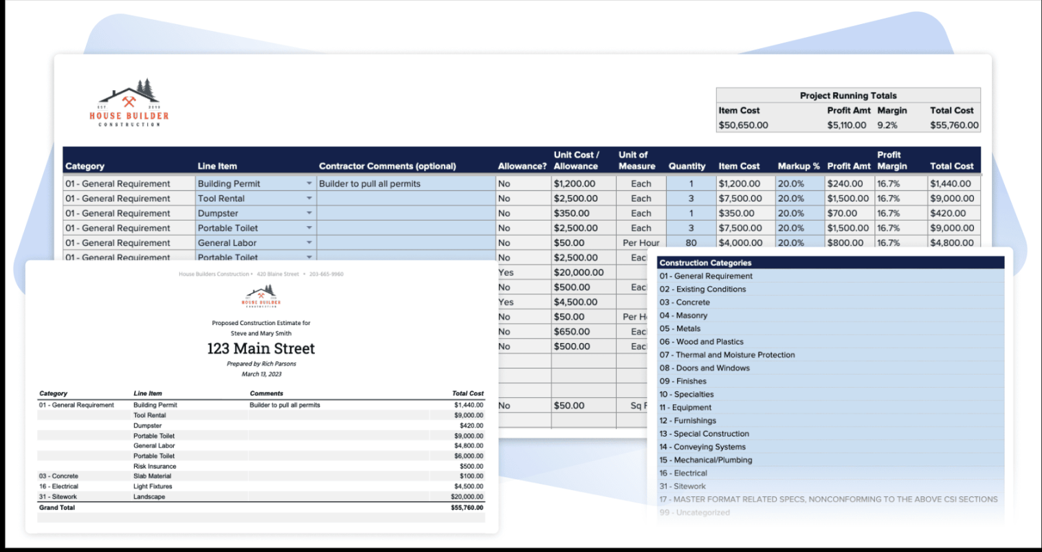 Free Construction Estimate and Proposal Template