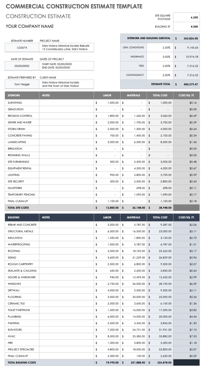 Free Construction Estimate Templates Smartsheet Free Construction Estimate Templates Smartsheet