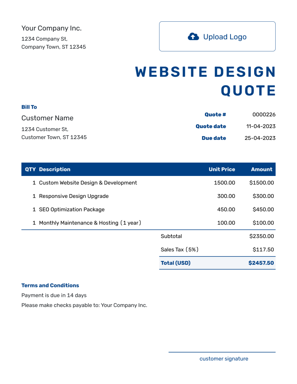 Free Website Design Quote Template  docelf