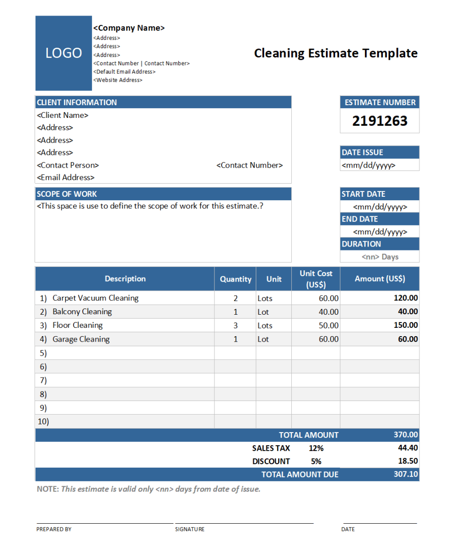 Free Work Estimate Template To Speed Up Your Workflow Free Work Estimate Template To Speed Up Your Workflow