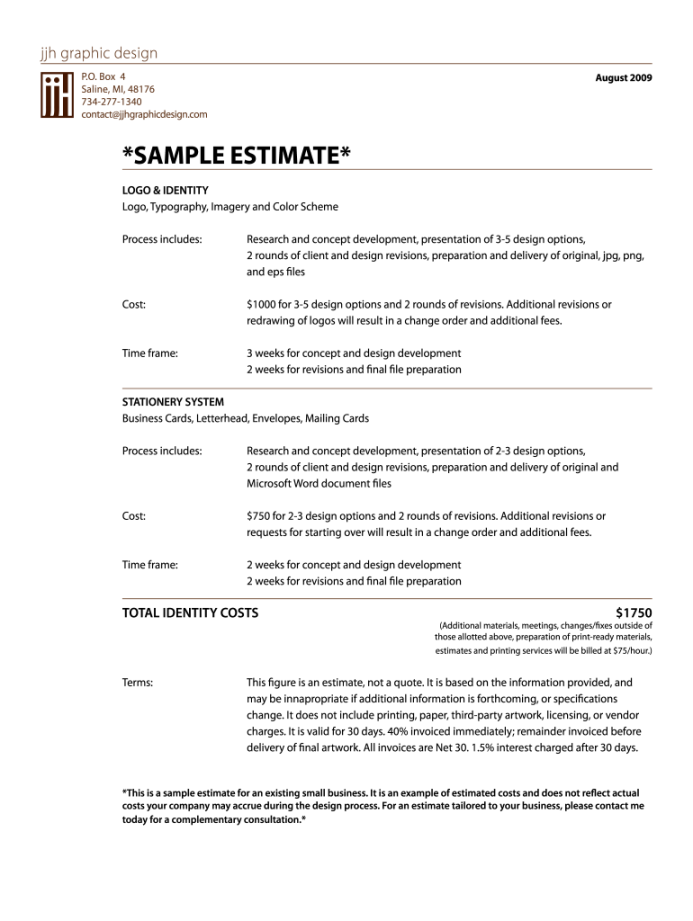 Graphic Design Estimate Template - Fill Online, Printable