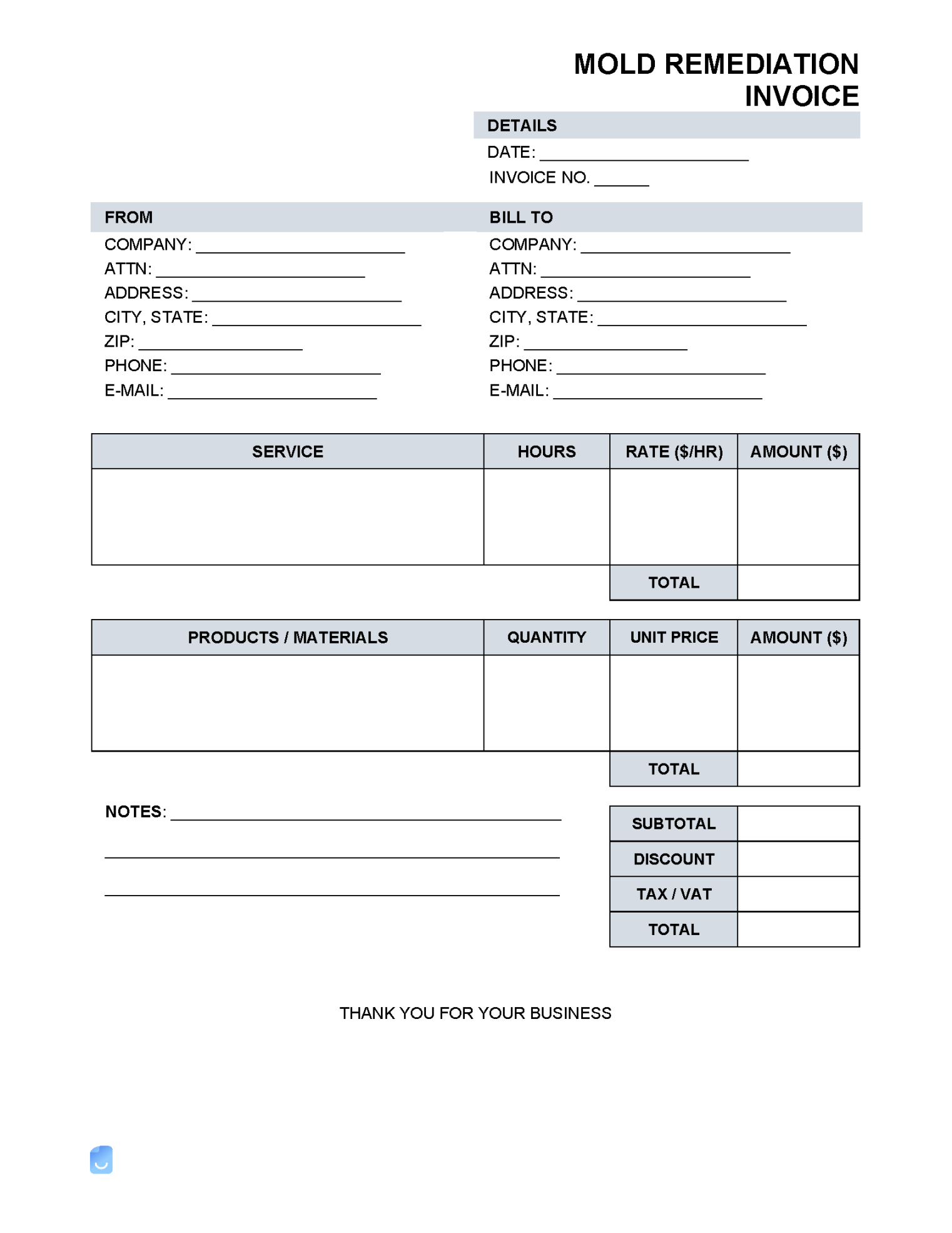 Mold Remediation Invoice Template  Invoice Maker